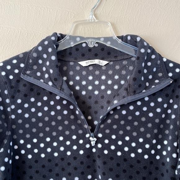 Old Navy polar fleece pullover quarter zip gray polkadot size large - Picture 2 of 13